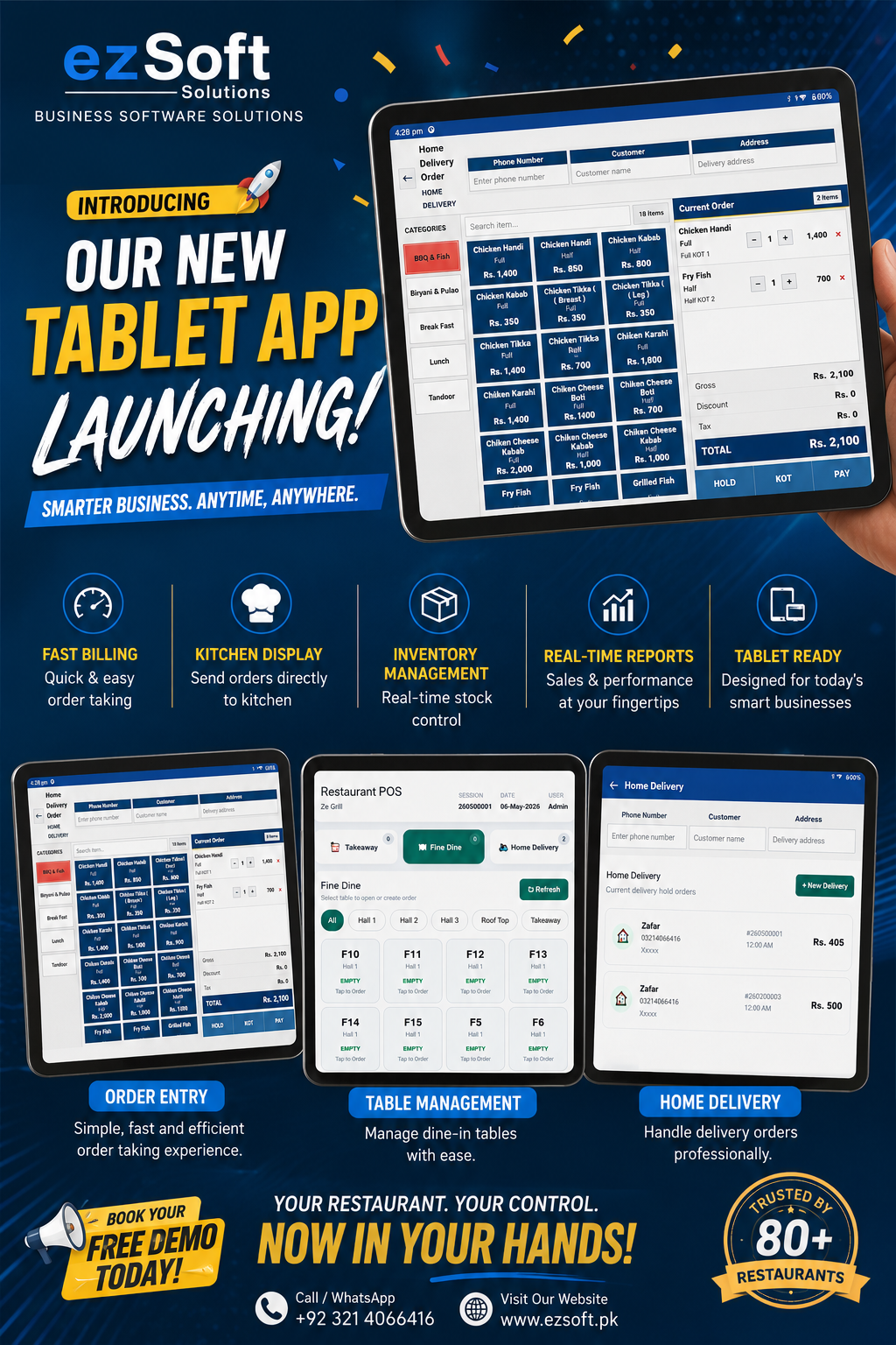 ezSoft Restaurant POS tablet app